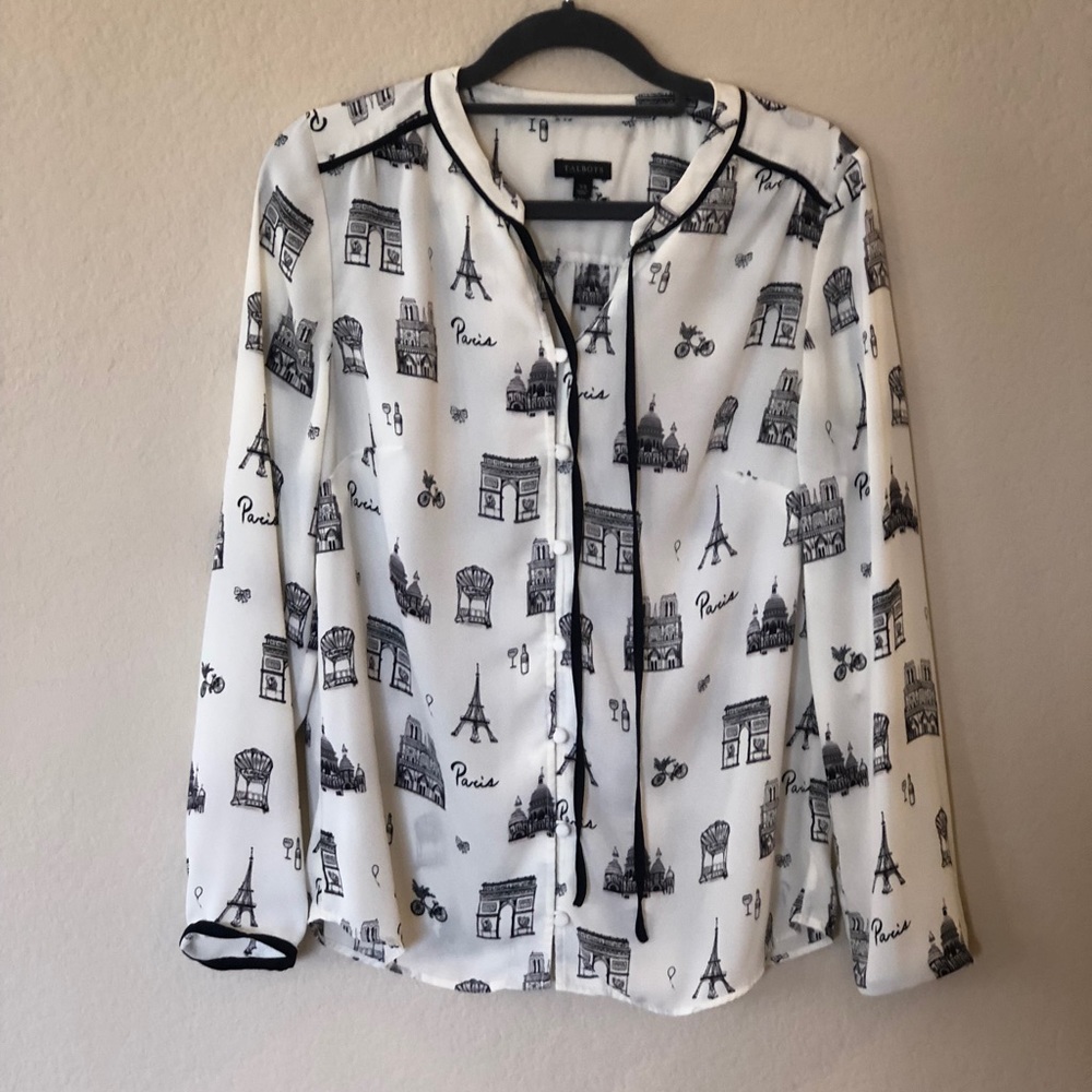 Talbots Paris collection printed blouse